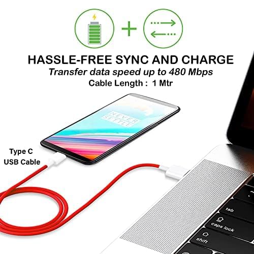 Image of CERLINK 65W Fast Charging USB-A to Type-C Cable for OnePlus 3 /3T /5 /5T /6 /6T /7 /7T /7 Pro & Nord Series | Dash Warp Charge Support | High-Speed Data Sync Cable