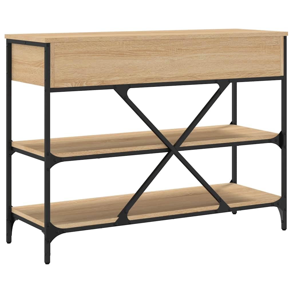 vidaXL Table Console avec Tiroirs et Étagères, Bout de Canapé avec Rangement, Table d'Appoint, Meuble de Salon Entrée, Moderne, Chêne Sonoma