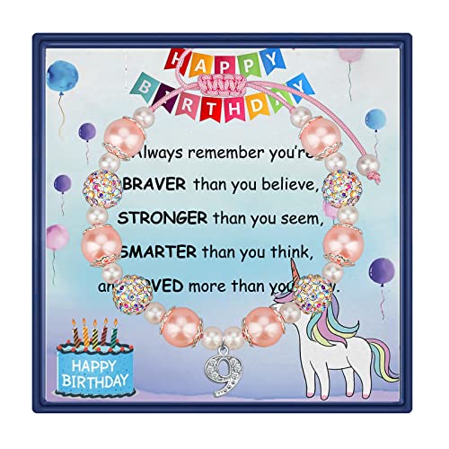Image of PARTNER 2nd-13th Birthday Gifts for Her, Pink Pearl and Rhinestone Number Charm Bracelet for Girls Daughter Niece Granddaughter Sister