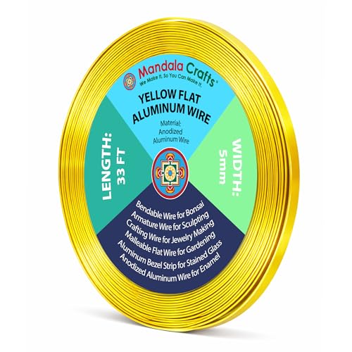 Image of Mandala Crafts 5mm Yellow Flat Aluminum Crafting Wire for Sculpting