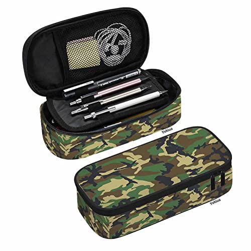 Image of Yekiua Camouflage Pencil Case Camo Green Big Capacity Pencil Pouch Office College Makeup Bag