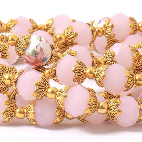 Nazareth Store Catholic Blue Crystal Beads Gold Rosary Flowers Beaded Necklace Miraculous Heart Locket Medal & Cross Religious Women Men Amulet4