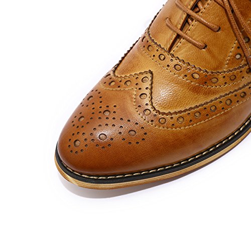 Image of Mona flying Women's Leather Perforated Lace-up Oxford Brogue Wingtip Shoes