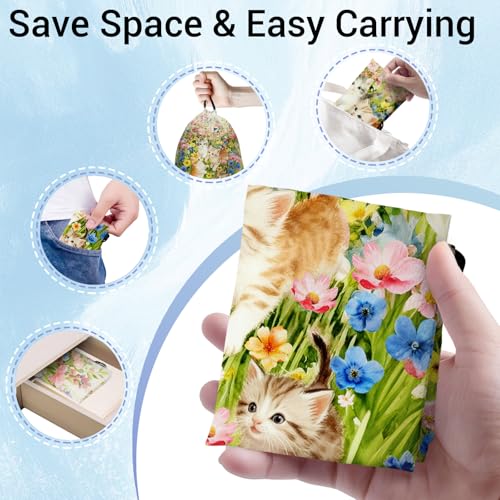 Image of Gymnastics Grip Bag Colorful Flower Cat Small Pouch String Gym Athlete Bag
