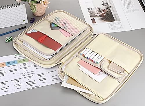 Btsky New Multi-Functional A4 Document Bags Portfolio Organizer-Waterproof Travel Pouch Zippered Case For Ipads, Notebooks, Pens, Documents (Black+Red) #TOP4