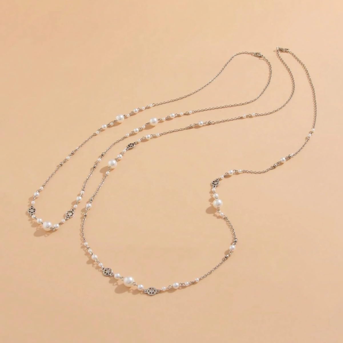 Long Pearl Necklace Layered Necklaces for Women Trendy Long Chain Necklace Dainty Statement Necklaces for Women Sweater Strand Fashion Jewelry - Image 6