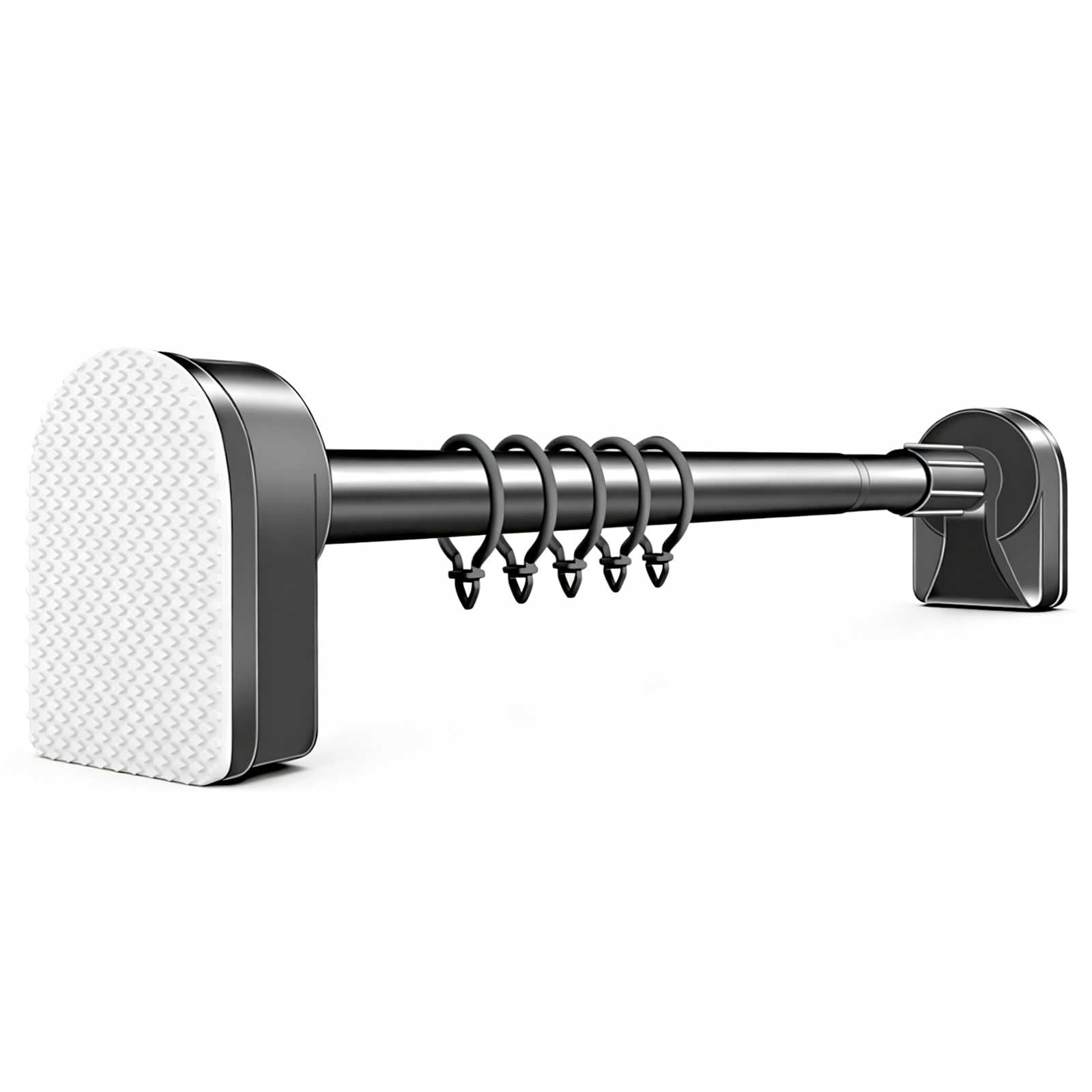 Shower Curtain Rod No Drilling, 20-205 in Stainless Steel Adjustable Tension Curtain Rod with Rings for Windows, Bathroom, Home(Grey,130-250cm/51-98in)
