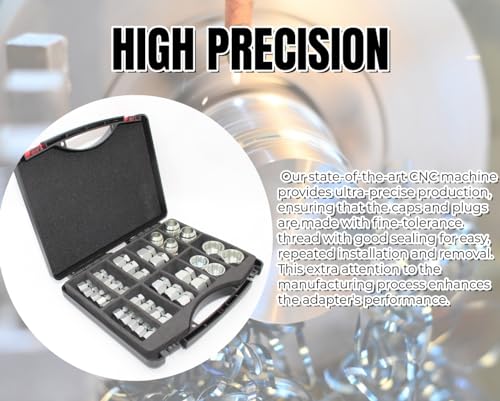 Image of 64 Pc Hydraulic Hose Tube and Pipe Fitting Kit, 37 Degree JIC Cap and Plug Assortment Kit, Heavy Duty Seal Adapter Set w Precision Threading, Dash Sizes -04-06 -08-10 -12-16