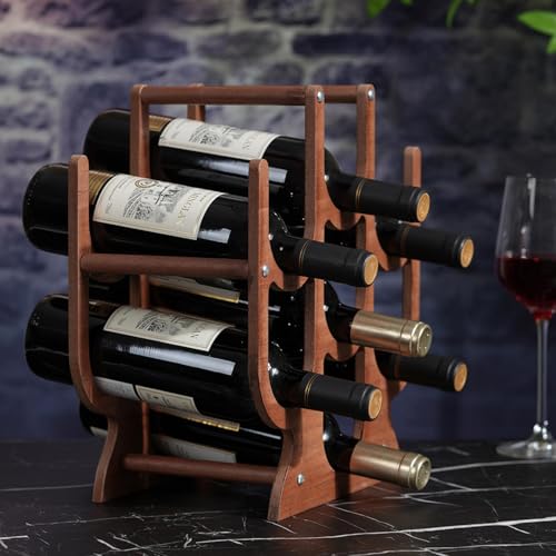 Soporte para 7 botellas de vino de madera oscuro miniatura 7