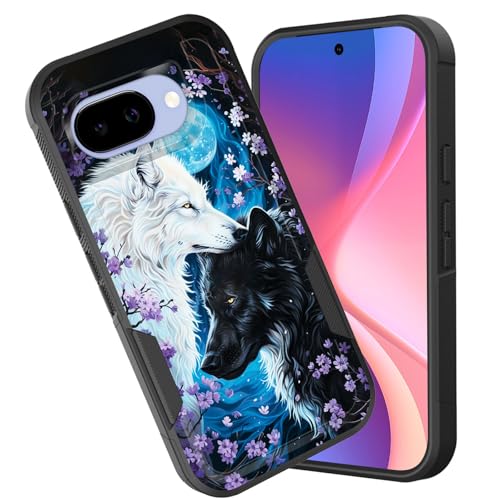 CICPLKSE for Pixel 10A Case,Dual Layer Heavy Duty Hybrid Shockproof Hard PC Soft Silicone TPU Bumper Protective Cover Case for Google Pixel 10A 6.3 inch 2026,Wolf Moon