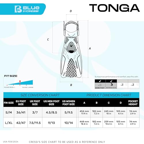 Set Completo de Snorkel para Adultos Cressi (Máscara, Tubo Seco, Aletas Ajustables) - Equipo Ligero para Viajes - Tonga Pro Dry Set: Diseñado en Italia miniatura 6