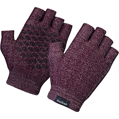 GripGrab Freedom Fingerlose Fahrrad Strickhandschuhe Bequeme Reißfeste Retro Lifestyle Kurzfinger Knit Gravelhandschuhe Manique Mixte-Adulte, Bordeaux, M/L