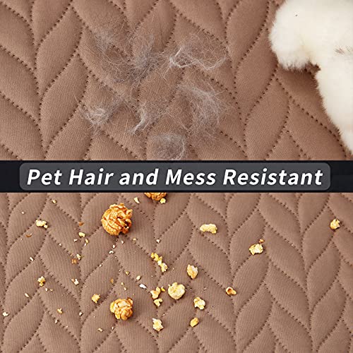 Sunstyle Home Sofa Slipcover Furniture Protector 100% Waterproof Leaf Embroidered Quilted Couch Cover With Adjustable Elastic Strap And Non-Slip Backing - Sofa - Taupe/Beige #TOP2