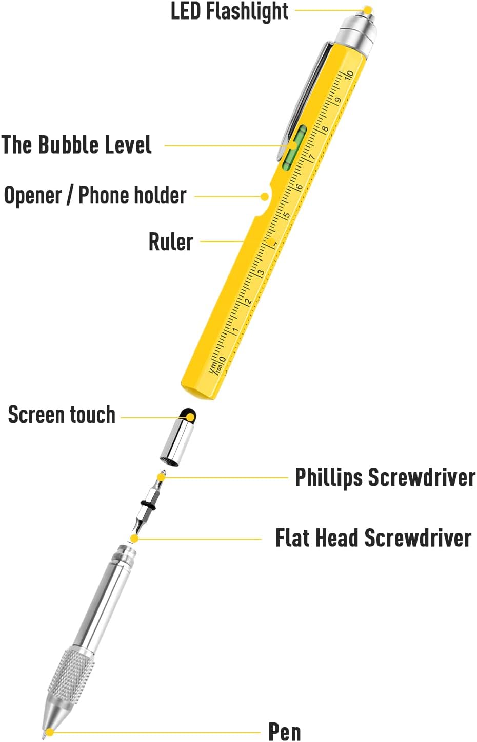 BIIB Gifts for Men, 9 in 1 Multitool Pen, Fathers Gifts for Dad, Cool Gadgets for Men Gifts, Unique Mens Gifts for dad, Husband, Grandpa, Dad Gifts from Daughter - - 