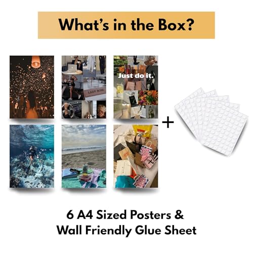 Image of Yellow Town India Dream Life Vision Board Poster Set | 6 A4 Motivational & Lifestyle Aesthetic Posters with Wall Friendly Glue Sheets | Goal Manifestation, Daily Inspiration Wall Decor