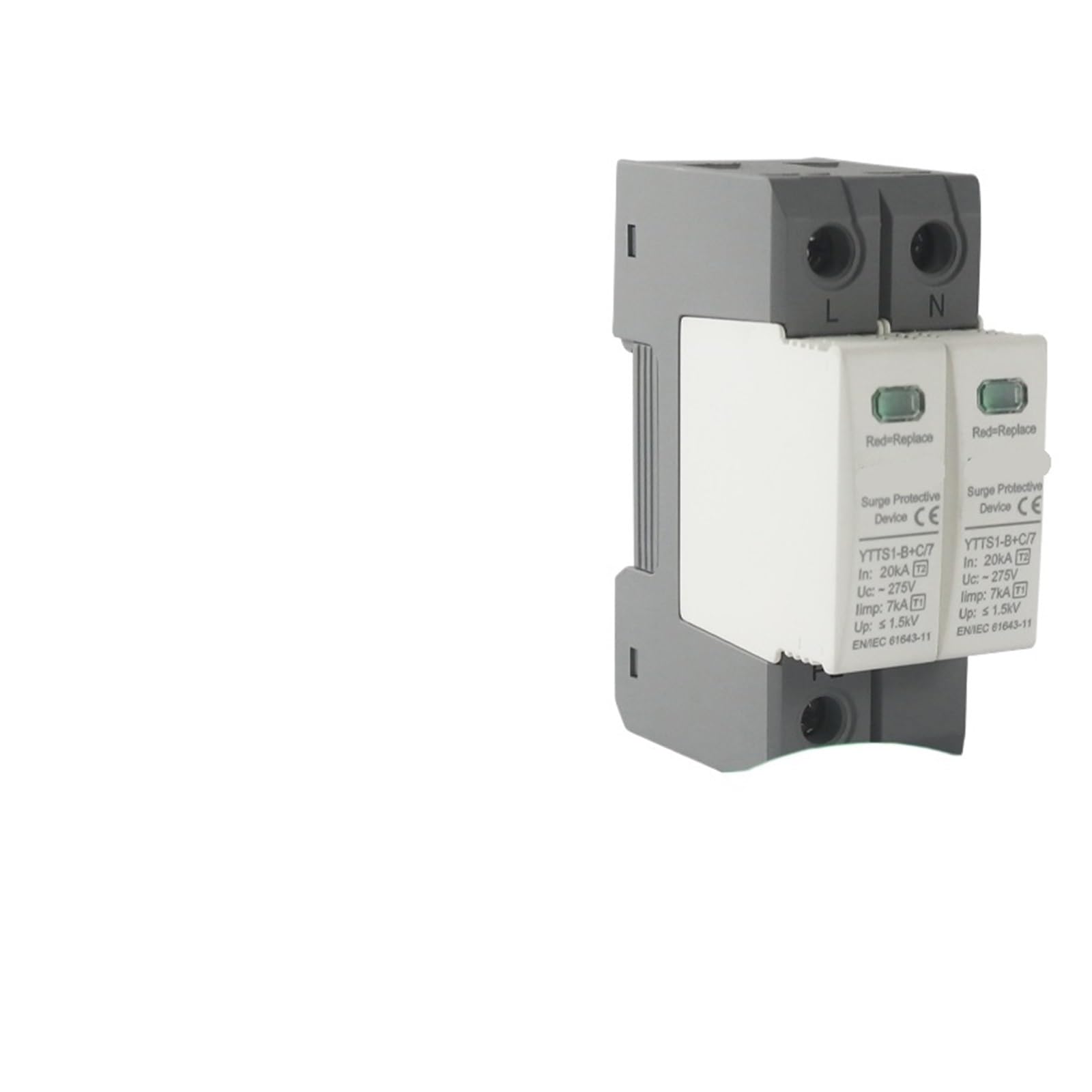Pararrayos SPD AC 275V protector de sobretensiones de 2 polos YTTS1-B+C/7 7