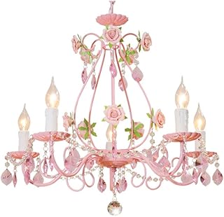 Popular Chandeliers Pink Pastoral Candle Chandelier Wrought Iron Rose Living Room Dining Room Lamp E27 Study Bedroom Crystal Chandelier