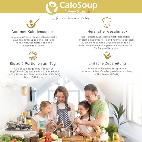 CaloSoup Gourmet Kartoffelcremesuppe – Hochkalorische Suppe zur Gewichtszunahme (20 Portionen) – Gourmet Aufbaunahrung bei Untergewicht & Appetitlosigkeit – Kalorienreich & Cremig