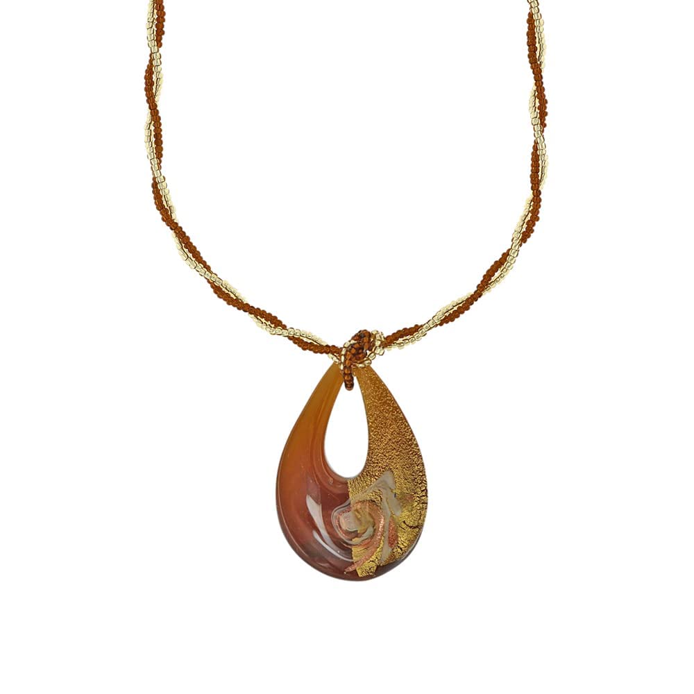 Venetiaurum - Collana per Donna con goccia in Vetro Originale di Murano e Argento 925 - Gioiello made in Italy certificato