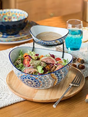 YHOSSEUN-Chip-and-Dip-Serving-Set-2-Tierd-Serving-Bowl-Set-Ceramic-Chip-and-Dip-Bowls-with-Stand-Serving-Dishes-for-Entertaining-Appetizer-Serving-Food-Display-Stand-for-Parties YHOSSEUN Chip and Dip Serving Set 2 Tierd Serving Bowl Set Ceramic Chip and Dip Bowls with Stand Serving Dishes for Entertaining Appetizer Serving Food Display Stand for Parties