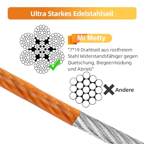 Mi Metty Tie-Out Leinen für Hunde,3m Kausichere Hundeleinen,Tie Out Cables Hofleine Für mittlere bis große Hunde