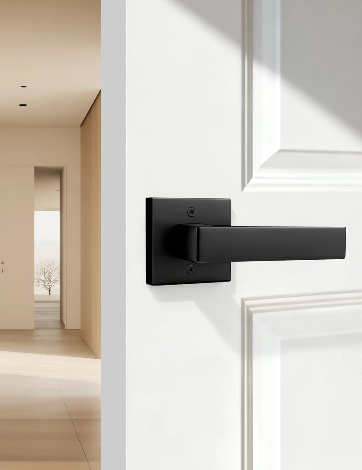 Gobrico 4 Pack Dummy Door Handles for Left Hand and Right Hand, Square Black Door Konbs for Closets, Non-Turning Single Side Pull