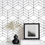 KUKANTST Geometric Hexagon Wallpaper Peel and Stick Geometric Contact Paper for Cabinets Black and White Wallpaper for Bathroom Waterproof Self-Adhesive Removable Vinyl 17.3”×78.7”
