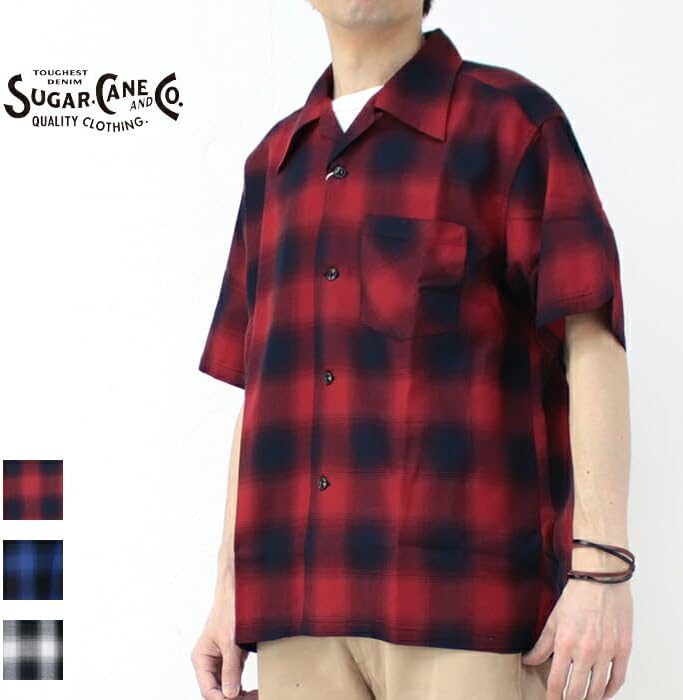 [シュガーケーン] レーヨンオンブレーチェックオープンシャツ SC39297 メンズ 日本製 半袖