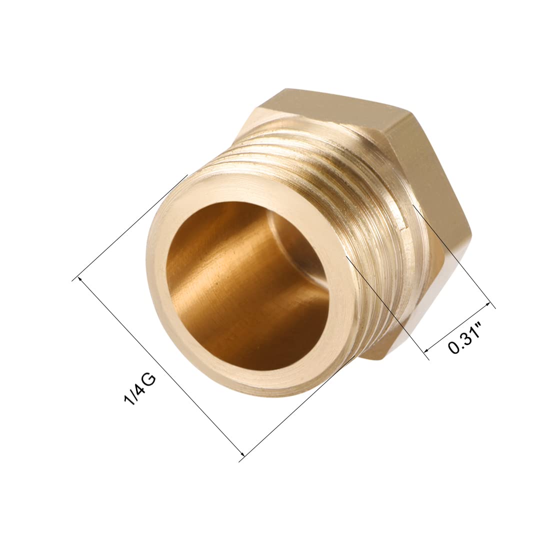 Sourcing Map Raccord Laiton 1/4"G Mâle - Bouchon à Tête Hexagonale - Pour Tuyauterie - Lot De 2