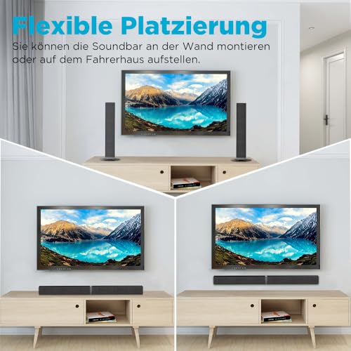 HoYLluDLL 2.0-Kanal Soundbar für TV Geräte, 32 Zoll Teilbare 2-in-1-Soundbar Bluetooth Sound Bar mit 3 EQ-Modi und 3D Surround Sound, TV Lautsprecher Soundbars mit...