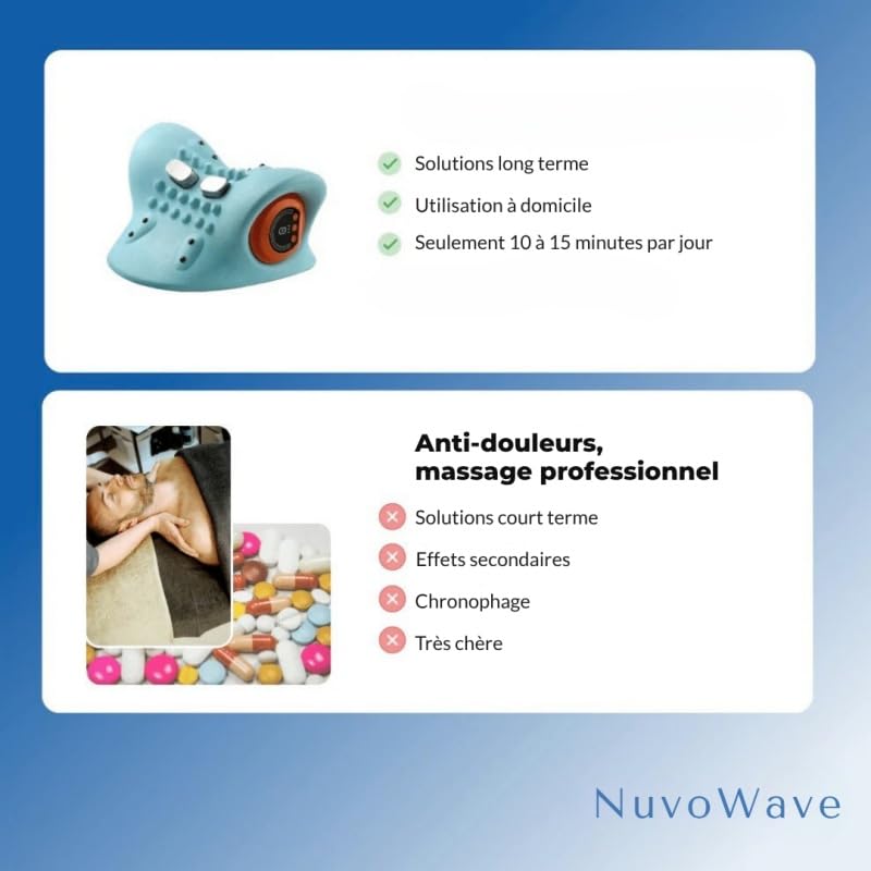 olemia NuvoWave - votre masseur à domicile Masseur Cervical EMS - Chaleur Température Constante - 3 Modes - 6 Niveaux d'Intensité