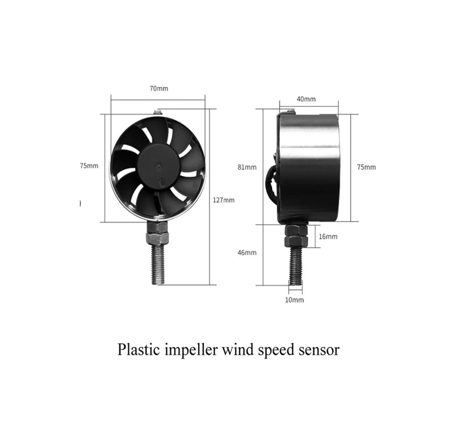 Miniature Impeller Wind Speed Sensor, XS-IWS01 Measurement Anemometer High Accuracy Air Volume Tester(XS-IWS01PRS485)