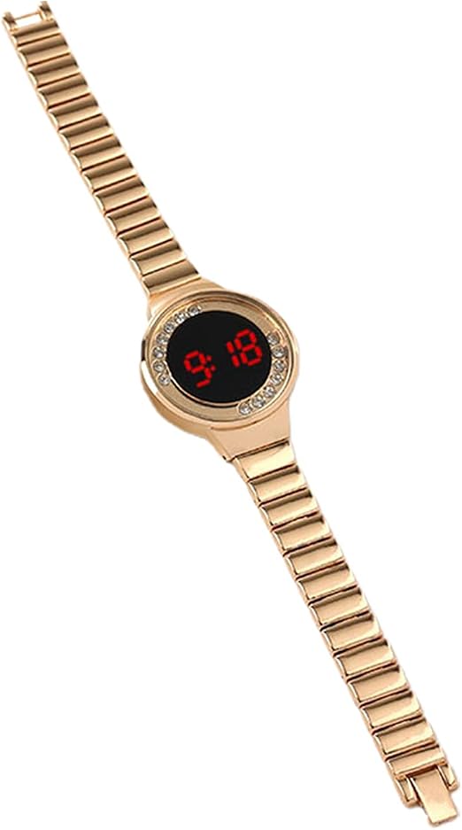 lefeindgdi Orologio digitale rotondo dal design semplice in lega con strass  Decor Display LED Digitale Orologi Regalo per ragazze e donne : Amazon.it:  Orologi