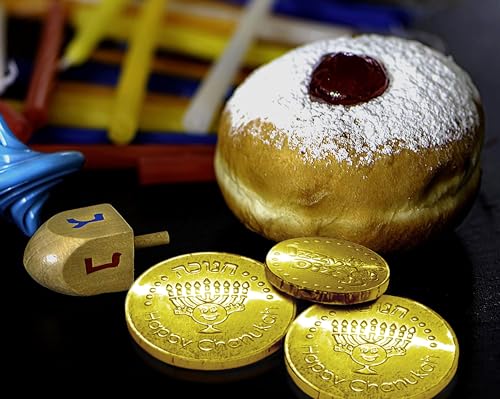 Hanukkah-Gelt-Coins-Chocolate-Kosher-Milk-Chocolate-Coins-Nut-Free-Dairy-24-Mesh-Bags-Filled-with-Menorah-Embossed-Hanukkah-Gelt-Coins