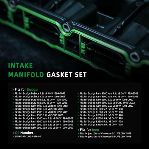 Image of Intake Manifold Gasket Set, for Dodge Dakota Durango 1998-2003