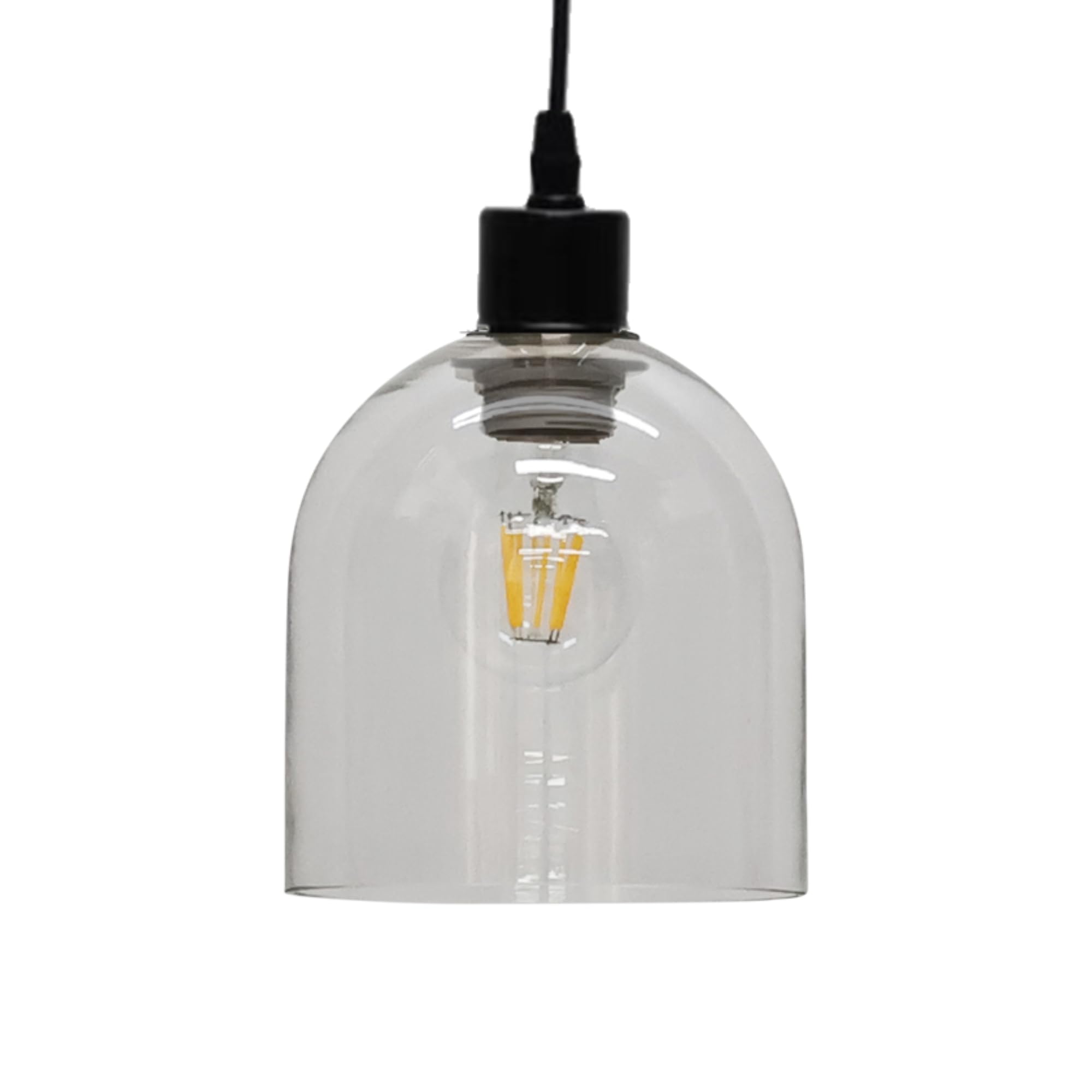 Glass Easy Fit Ceiling Lightshade or Pendant Shade, Clear Cloche, Height 17cm Diameter 16cm