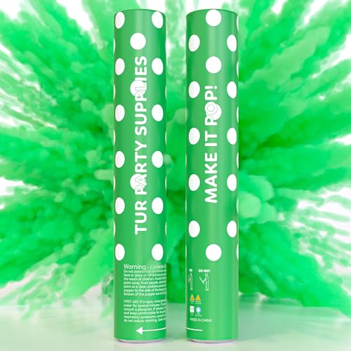 Green Powder Cannons Smoke Bombs Poppers | 2 Pack | Launch up to 25 ft | 12 inch | Decorations For...