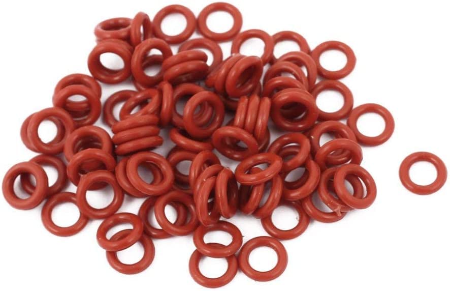 O-ringi uszczelka gumowy pierścień, 100 sztuk 1.5mm gruby odporny na olej opałowy Mini O-ring gumowy pierścień uszczelniający 7mm OD czerwony (100 piezas 1,5 mm de espesor resistanceente al aceite de