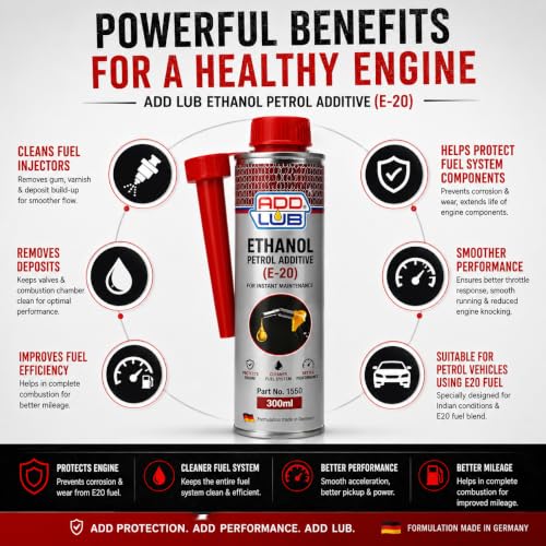 Image of ADD LUB E20 Petrol Additive | India's First E20 Compatible Petrol Treatment | Protects Against E20 Fuel Deposits | Cleans Injectors, Restores Performance & Engine Smoothness