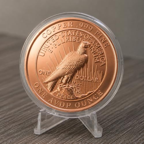 Image of Peace Dollar Design 1 oz Pure .999 Copper Round Collectible Coin in Capsule