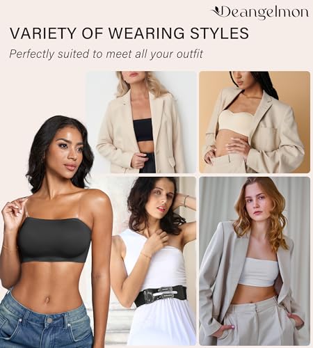 Image of DEANGELMON Strapless Bras for Women Non-Slip Silicone Bandeau Seamless Tube Top Bralette Comfy Non Padded Stretchy Stylish