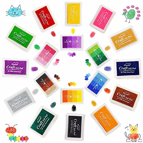 Finger Ink Pads For Kids Washable Craft Ink Stamp Pads,18 Colors Diy Kids Rainbow Finger Ink Pad For Rubber Stamps, Paper, Scrapbooking, Wood Fabric #TOP20