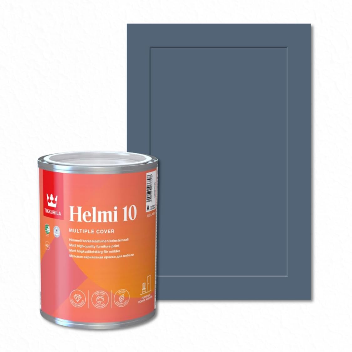 TIKKURILA Helmi 10 Matt Paint for Kitchen Cupboards, Furniture & MDF | Durable Interior Wood Finish - 0.25L Indigo L429