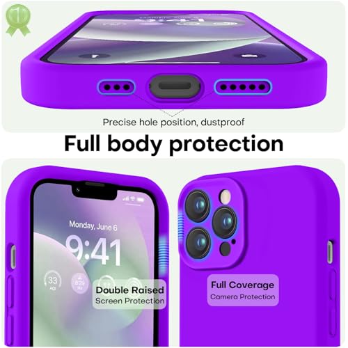 Image of LOVE 3000 Designed for iPhone 13 Pro Max Case, Premium Silicone with [Soft Anti-Scratch Microfiber Lining] Shockproof Protective Phone Case for Holsters 6.7 inch, Neon Purple