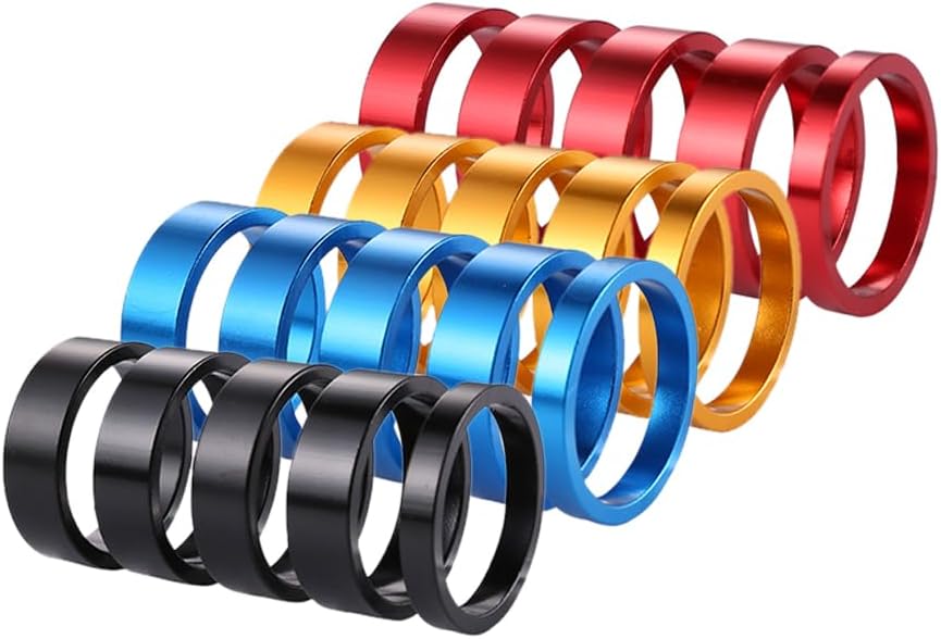 5/10Pcs/Set Road Bike Bicycle Headset Stem Aluminum Alloy Washer Stem Front Fork Spacer Ring Gasket Inner Diameter 28mm for Bikes(10pcs Silver)