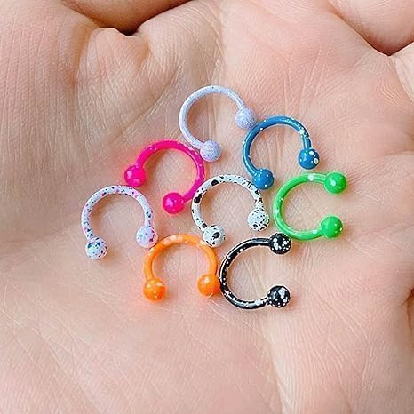 10 Pcs Multicolor 16G Stainless Steel Horseshoe Septum Piercing Nose Rings Hoop Tragus Cartilage Retainer Body Piercing Decoration,Rings,Amazing Jewelry Gifts