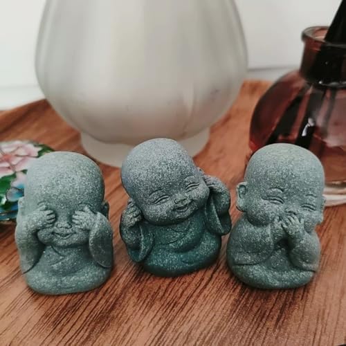 Set de 4 estatuas buda de risa pequeñas para decoración miniatura 7