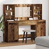 Poids: 44,85 kg INLIFE Ensemble de Table de Maquillage avec LED 3 pcs Bois Ancien