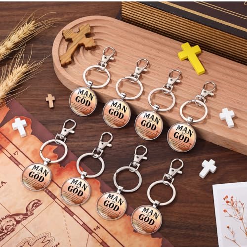Image of 20 Pcs Christian Gifts for Father Day Man of God Keychains Bulk Religious Bible Verse Gift for Men Pastors Church (Classic)
