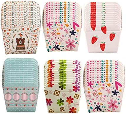 StarForm 50pcs Cupcake Baking Cups Square Cupcake Liners Disposable Baking Wrappers Muffin Cups Desserts Holders for Bread Muffins Mini Snack, Multicolor, 6cmx5cmx5cm